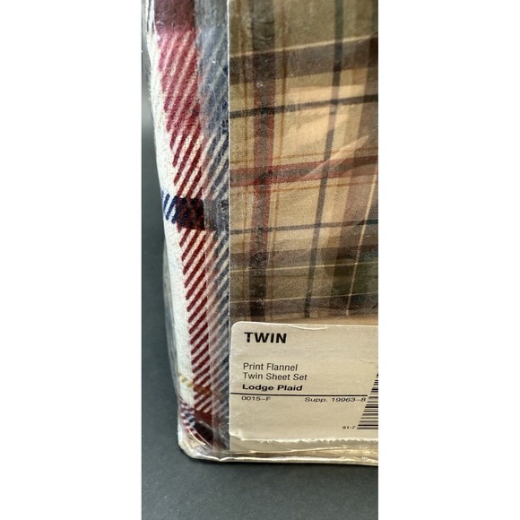 Vtg JCPenney Home Flannel Lodge Plaid Sheet Set Twin Size 100% Heavy Cotton - Picture 5 of 8